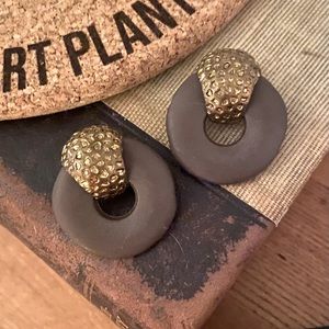 Brown and gold tone circular tribal style Earrings